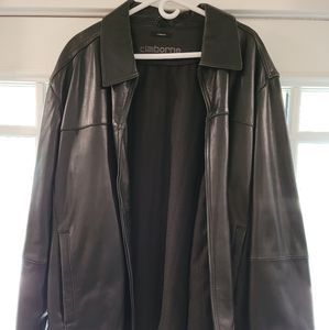 Claiborne Black Lambskin Leather Jacket Coat XXL